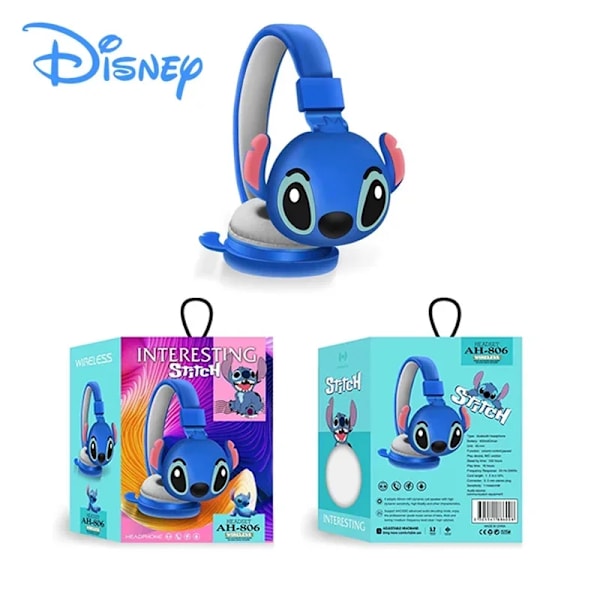 Ny Disney Stitch Trådlösa Bluetooth Hörlurar Ah-806 Hifi Stereo Ljud Vikbara Hewset Med Mic Anime Tecknad Chil Gåva Stitch