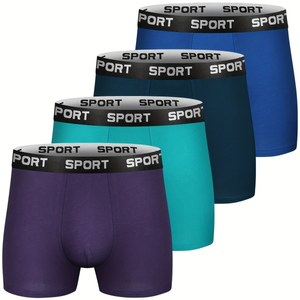 4-pack herrbomull Andas Bekväm Mjuk Stretchig Enfärgad Boxer Underkläder Mixed Color 2 M(48)