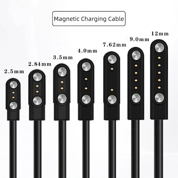 2-polet, 4-polet, 5-polet Magnetisk Opladningskabel USB Dockoplader Strømadapter til Smartwatch Juicer Termokrus Høretelefoner Skønhedsenheder Black (7.62-14mm NS)