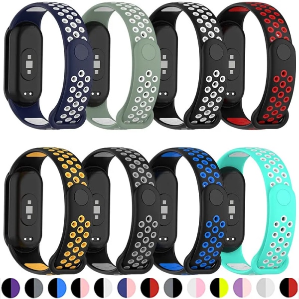 Sport Watch Band för Xiaomi Mi Band 7 6 NFC Armband Silikon Smart armband Miband 4 Bälte pulseira correa mi band 3 4 5 rem 24 black green Mi band 3