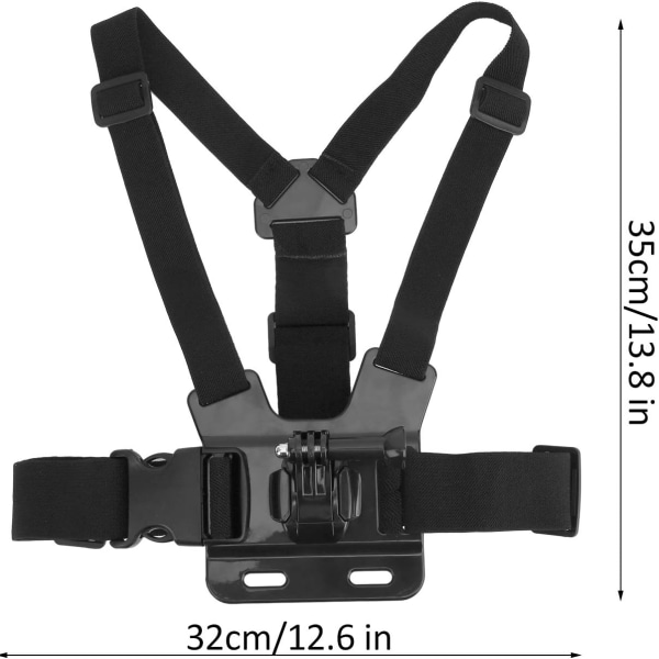Uppgradera actionkameraupplevelse: Justerbar bröstremsmonterad bältesele för Insta360 One RS X2, GoPro 12 11 10 9 DJI 2 Black Edition Xiaomi Yi Black