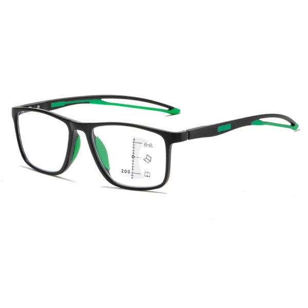 TR90 progressiva multifokala glasögon Ultralätt blått ljusblockerande läsglasögon Män Kvinnor Vintage Near Far Presbyopia Eyewear multi-blackgreen