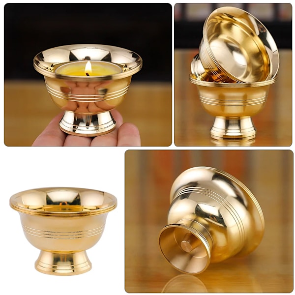 Hållare Smör Lampa Koppar Ljusstick Buddha Dekorera Stand Temple Buddhism Rack Prydning Golden 6X6CM