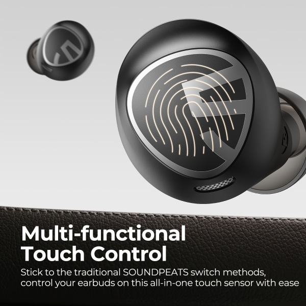 SOUNDPEATS Free2 Classic Wireless Earbuds Wireless V5.1 hörlurar med 30 timmars speltid In-Ear Immersive Stereo Sound TWS Earbuds Black