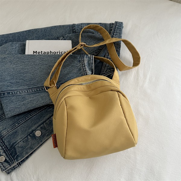 Liten Väska Crossbody Väska Dam Japansk Stil Vintage Casual Konstnärlig Canvas Väska Student Enkel Enfärgad Mori Stil Axel Skalväska Yellow
