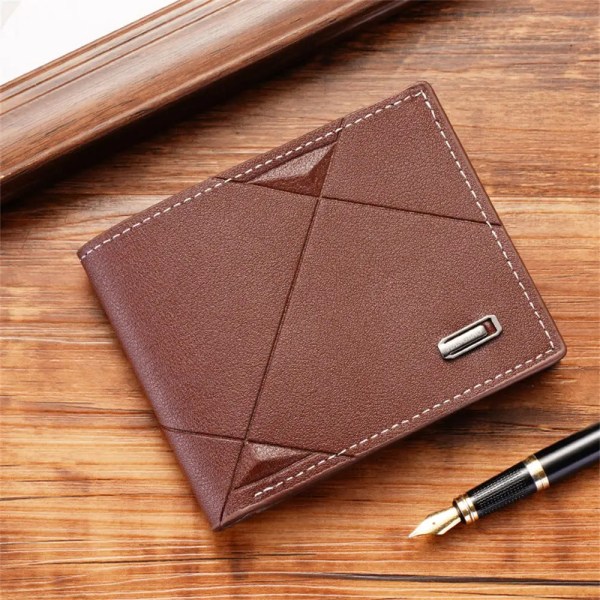 Dihope herrplånböcker med 100 US-dollarsmönsterplånbok manlig läderplånbok Fotokorthållare Mode plånbok med stor kapacitet Brown 12X2X9.5cm