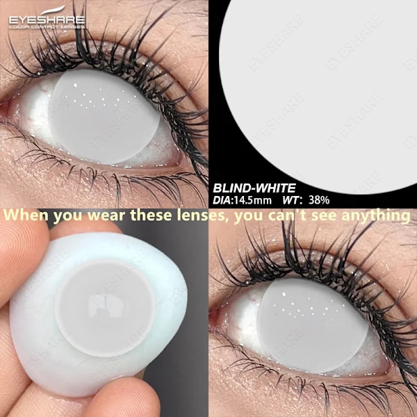 Eyeshare Anime Väriset Piilolinssit Silmille Cosplay Värilliset Linssit Punainen Halloween Linssit Valkoiset Piilolinssit Meikki 1Pari BLIND-WHITE 0