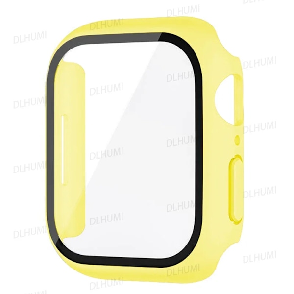 Hærdet glas til Apple Watch 9 8 44Mm 40Mm 42Mm 38Mm 41Mm 45Mm Pc Stødpude Skærmbeskytter Case Iwatch-serien 7 6 5 3 Se. yellow Series 123 42MM