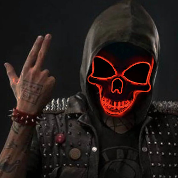 El Wire Cool Led Ljus Upp Skrämmande Skull Mask Glödande Halloween Skelett Mask Vuxen Cosplay Leveranser Skräck Blinkande Mask Män Kvinna 01
