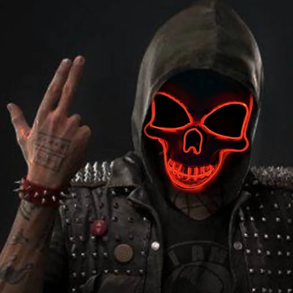 El Wire Cool Led Lys Op Uhyggelig Skull Maske Glødende Halloween Skelet Maske Voksen Cosplay Leverancer Skræk Blinkende Maske Mænd Kvinde 01