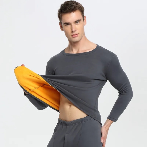 Thermal för män 2023 Nya vinter Kvinnor Long Johns Fleece Base Layer Sets håller värmen i kallt väder Storlek L till 6 Deep gray XL