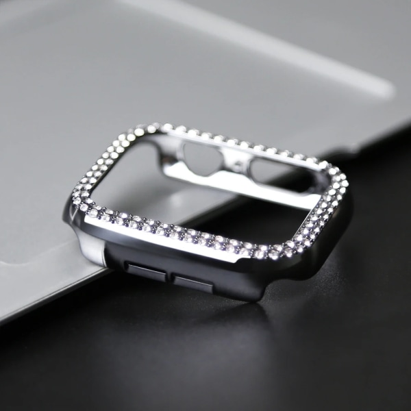 Diamond Case för Apple Watch Series 8 7 41MM 45MM Cover För iWatch 6 SE 5 4 38MM 42MM 40mm 44mm Tillbehör Space Gray 40MM Series SE 6 5 4