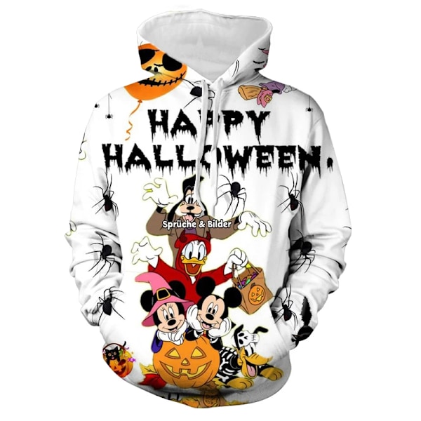 Disney Halloween Hoodie Höst Män Kvinnor Tecknade Mickey Stitch Tryckt Huva Kläder Mode Rock Med Hatt Casual Streetweare W14540 M