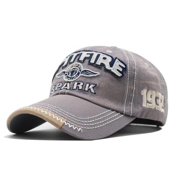 Cap herr Snapback Fiskebrev för damer Broderi tvättad denim Trucker Cap Solhatt Dekoration GRAY Adjustable