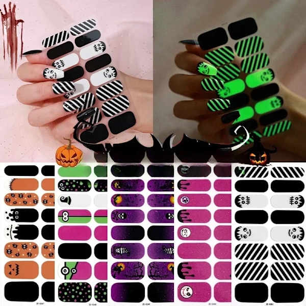 Uusi Halloween-design tumma kynsilaastari geeli kynsien taidetarrat täysi kattavuus lamppu vaaditaan geeli kynsien nauhat paina kynsi tarra. ZE-0348