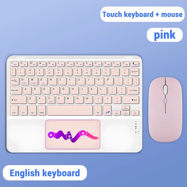 Kawaii Trackpad Trådlös Tangentbord För Ios Android Windows Tablet För Ipad Air 4 Mini Pro Spanska Arabiska Koreanska Ryska Nyckeln Bod combination English