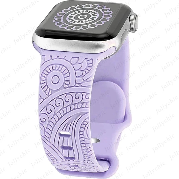 Graverat band för Apple Watch 44MM 49mm 40mm 41 45mm 38/42mm Leopard silikon sportrem för IWatch Series Ultra 8 7 6 SE 5 4 3 1492Lilac 38mm40mm41mm