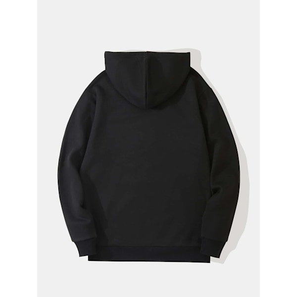 Mænd Kangaroo Pocket Snøre Termisk Hættetrøje Navy Blue L