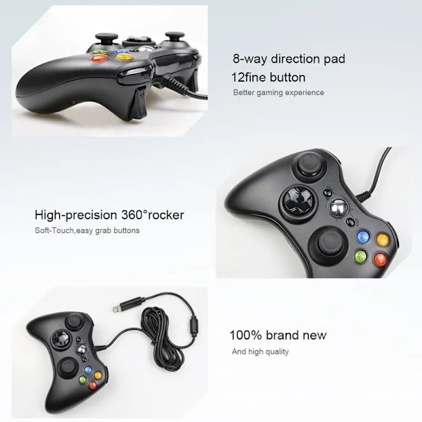 2.4G Trådlöst Spelplats Spelkontroll För Xbox 360/ Ps3/Pc Videospelkonsoler 3D Rocker Joystick Spelhanden Tillbehör black