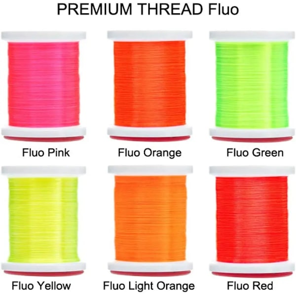 Riverruns UV Fluo Fly Bindingsgarn 150D-290D Fly Bindingsgarn til at binde fluer ørred bas nymfe fly bindingsmateriale 6 Fluo 170DX50yds