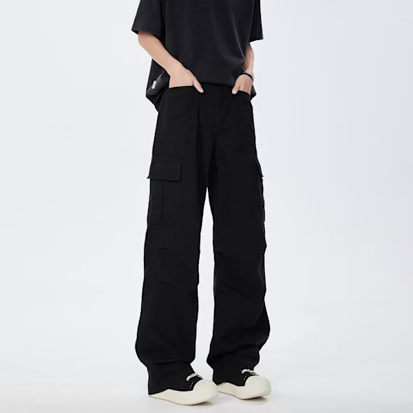 2024 Uusi muotimerkki Cargo-housut Miehet Amerikkalainen tyyli Löysät suorat leveät lahkeet Fallschirmjäger Casual-housut Suorat urheiluhousut Kesä Creamy-White XXL