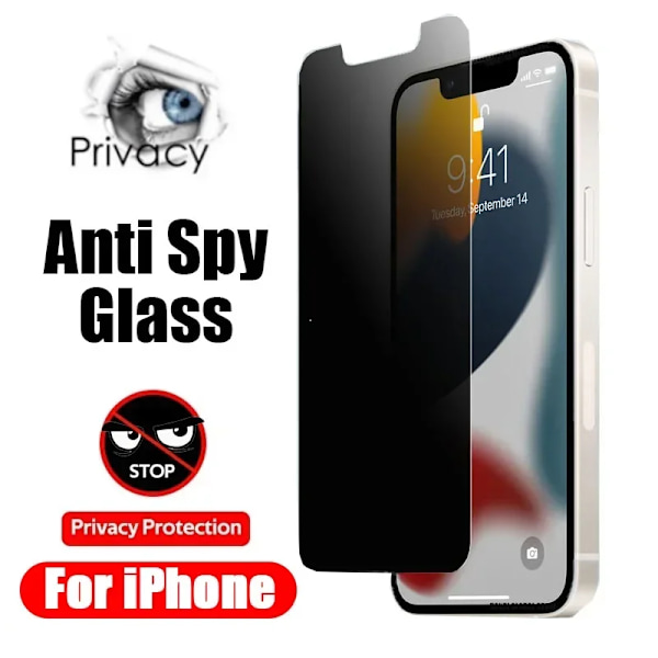 Anti Spy -näytönsuoja iPhone 14 13 12 11 Pro Max 13 Mini -tietosuojalasi iPhone 14 8 Plus Xr Xs Max Se 2022 For iPhone 11 1PC Anti Spy Glass