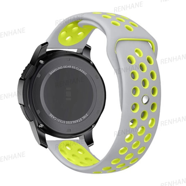 22 mm 20 mm watch för Samsung Galaxy Watch 6 5 4 3 Classic 47 mm 43 mm Pro 45 mm 40 mm 44 mm silikonarmband Huawei GT/3/2 Band Gray Yellow Samsung Watch 6 44mm