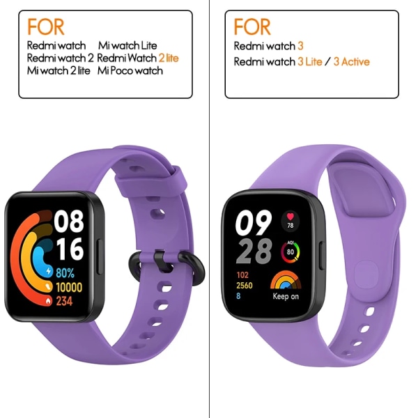 Silikonrem för Xiaomi Mi Watch 2 3 Lite Mi poco watch för Redmi watch 2 Lite 3 Active Wrist Redmi watch 3 lite armband A-Purple Mi watch 2 lite