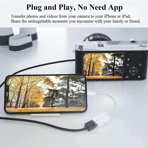 Kabeladapter OTG för iPhone 14 13 12 11 Pro Max XR 8 Plus, föreläsare Lightning versus USB 3.0, kamerakonverterare för Xiaomi Samsung USB 3.0-Lightning