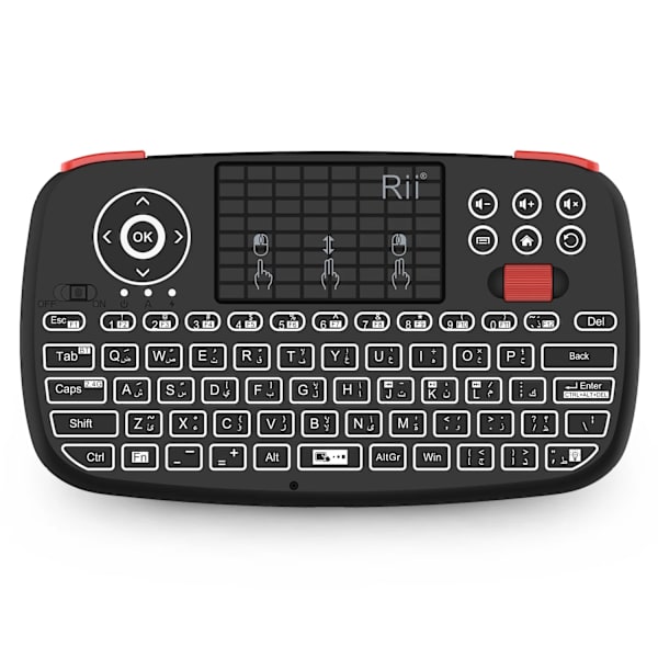 Rii I4 Mini Bt Trådlös Tangentbord Med Touchpad 2.4Ghz Bakgrundsbelyst Tv Arabic Keyboard
