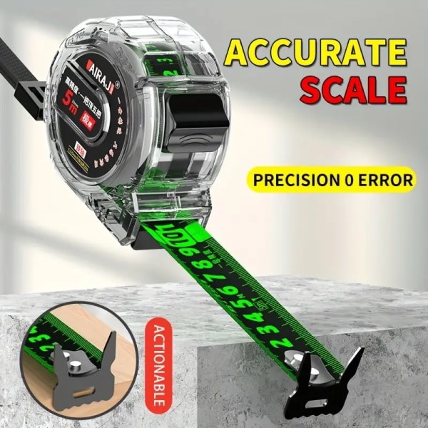 Self Locking Fluorescent Steel Tape Measure, 5 Meters, Household Meter Measure,Circle Measure, High-precision Wear-resistant And Anti Drop Ruler