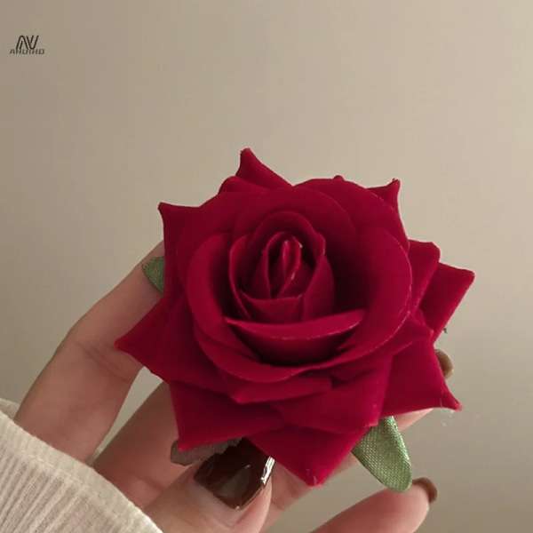 1 st Retro Röd Rosa Ros Blomma Stilren Elegant Fashionabla hårnål Sidoklämma Håraccessoarer Pink