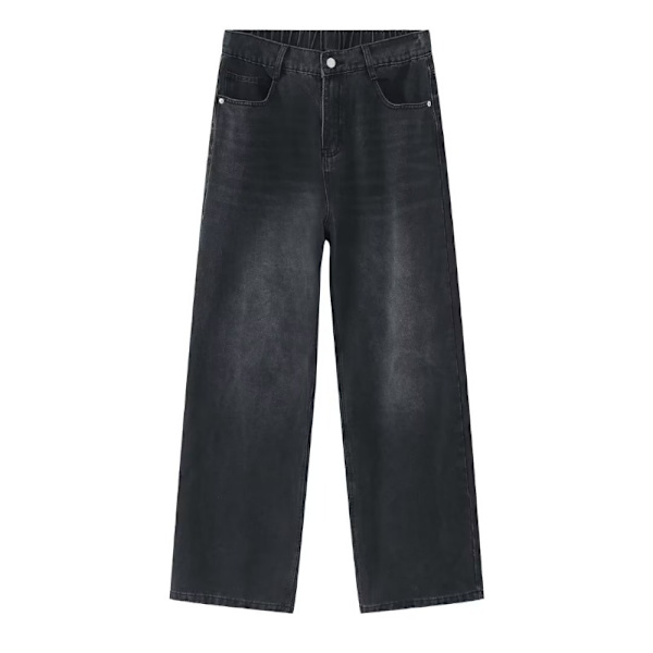American Retro Bred Ben Jeans 2024 Alkukevät Uusi Korkea Vyötärö Löysä Roikkuva Suora High Street Moppi Housut Black S
