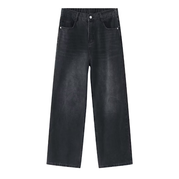 American Retro Bred Ben Jeans 2024 Tidigt Våren Ny Hög Midja Loss Drooping Rakt High Street Mop Byxor Black XXXL