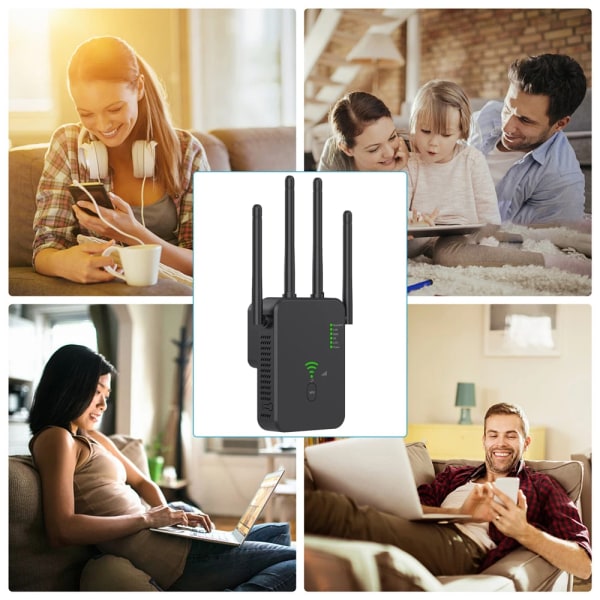 1200Mbps trådlös wifi-repeterare Wifi-signalförstärkare Dual-Band 2.4G 5G WiFi-förlängare 802.11ac Gigabit WiFi-förstärkare WPS-router 2.4G 300Mbps Black US PLUG