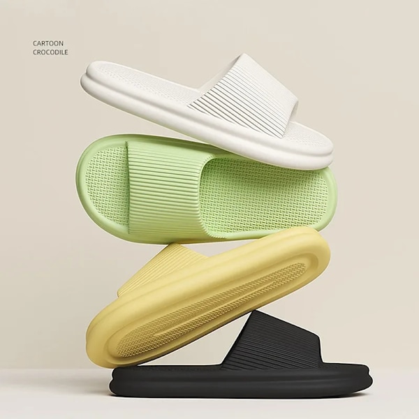 Cloud Tofflor För Män Flip Flops Strand Sandaler Badrum Icke-Slips Slides Män Kvinnor Tofflor Inomhus Skor Man Man Slippere A-Yellow 38-39