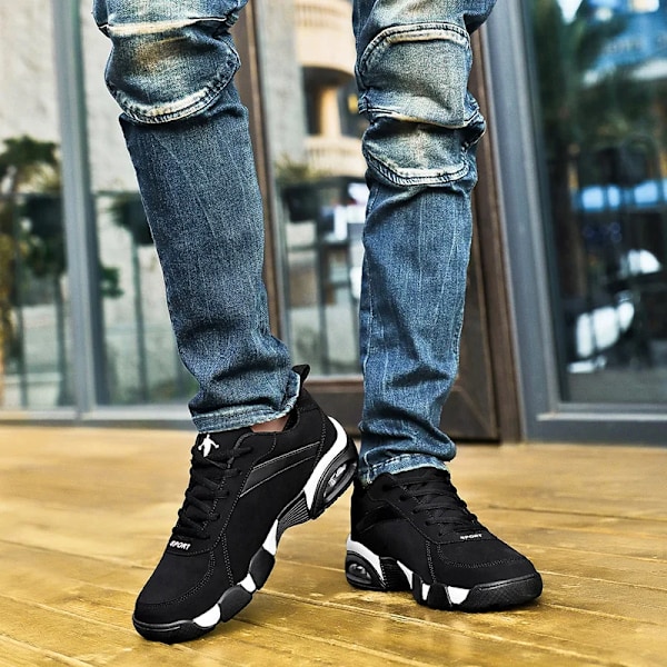 Herre Sneakers 2024 Nye Herre Sko Udendørs Læder Herre Casual Sko Komfortable Vandring Sneaker Tenis Masculino Zapatin Hombres Black Gold 45