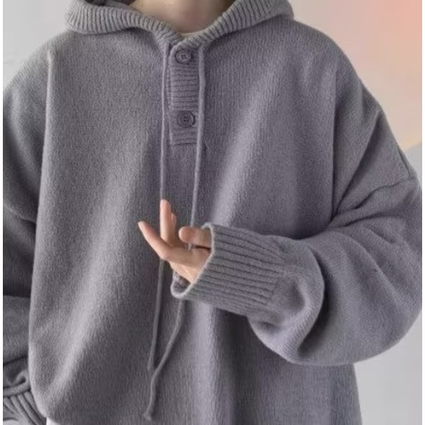 Huvtröja Herr Vinter Koreansk Stil Idle Style Retro Japansk Förtjockad Kappa Höst Och Vinter Mode Märke Stickat Ny Black XL