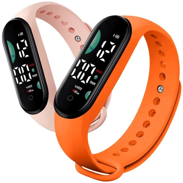 Watch Elektronisk LED Digital armbandsur för kvinnor Mode Casual Enkel Silikon Touch vattentät armbandsklocka 07 Orange