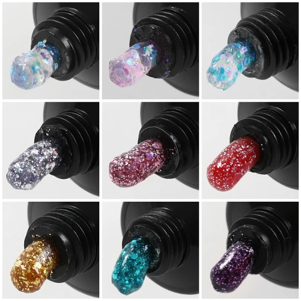 15ml Glitter Poly Nail Gel UV LED Builder Poly Akryl Kristall Gel för Nail Art Polygels Extension Building Gel med paljetter Color 4