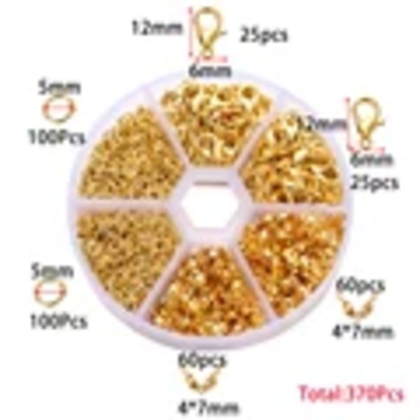 210-400pcs/Box Jewelry Making Kits Lobster Clasp Open Jump Rings End Crimps Beads Box Handmade DIY Bracelet Necklace Findings Style 02