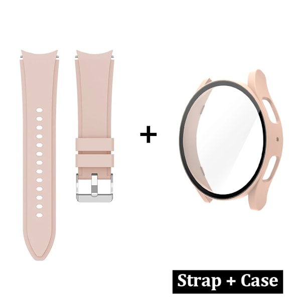 Case Band För Samsung Galaxy Watch 4/5/6 40Mm 44Mm Silikone Armband Skärmskydd Skärmskydd För Samsung Klocka 6 Classic 43Mm 47M Sand Powder Galaxy Watch 5 40mm