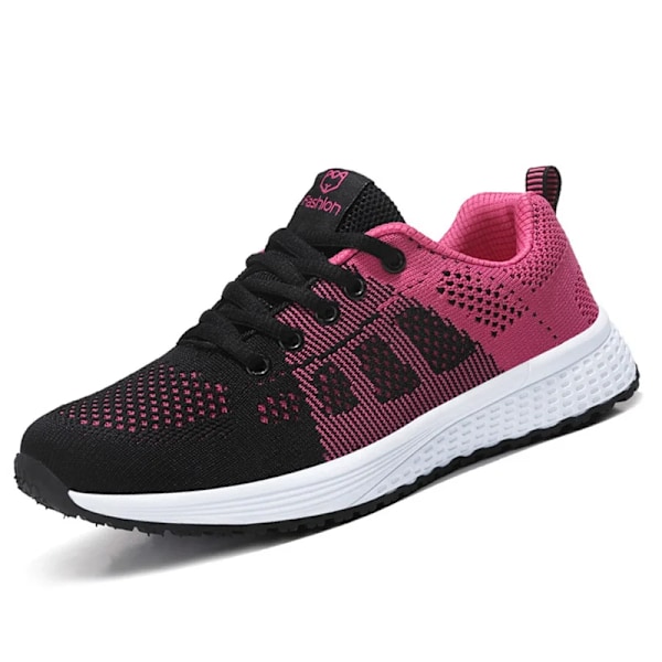 Kvinnor Casual Skor Andningsbara Promenader Mesh Spets Upp Platta Skor Sneakers Kvinnor Tenis Feminino Rosa Svart Vitt Black 41