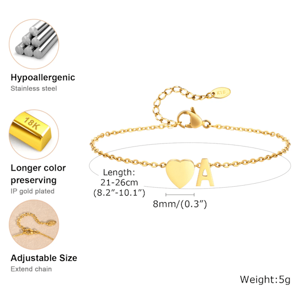 Naisten sydänalkukirjain nilkkakoru Säädettävä ranta korut Hypoallergeeninen ruostumaton teräs Personoitu nimi Jalkakoru Anklet V