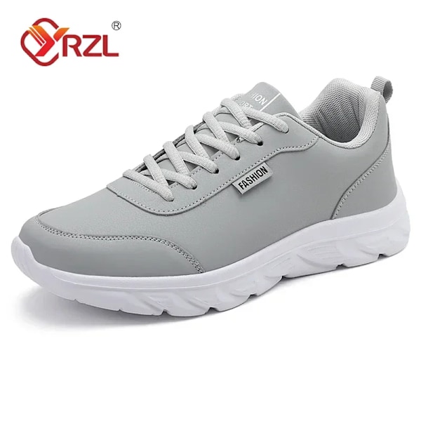 Yrzl Casual Skor Män Vattentät Konstgjord Läder Sneakers Utomhus Sport Skor Män Lättviktiga Vandring Sneakers Män Grey 42