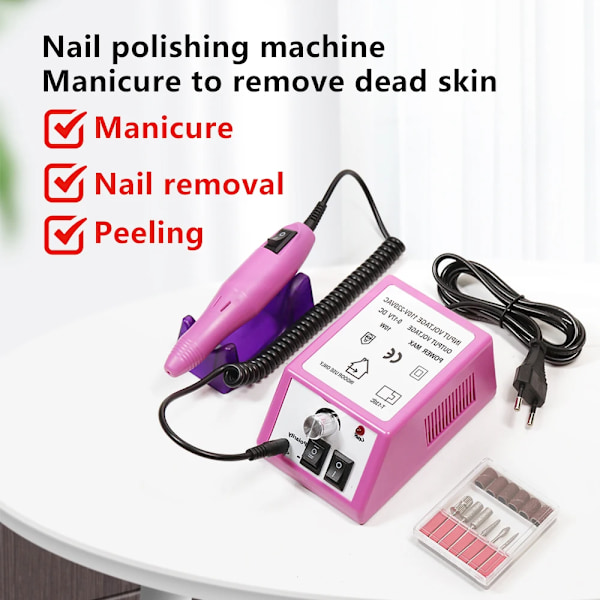 Linmanda 20000Rpm Elektrisk Nagelborrmaskin Manikyr Med Nagelborr Bitar Set Nagelfiler Borr Bitar Gel Polska Rem Rem. Verktyg Grey-A US plug