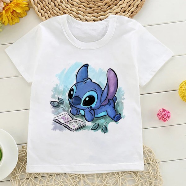 Skjorta Barn Barn Lilo Stitch Tecknad T-shirt Stitch Söt Manga T-shirt Y2k Grafisk T-shirt Tjej Pojke Topp Tees Kläder 3263 1T(XS)