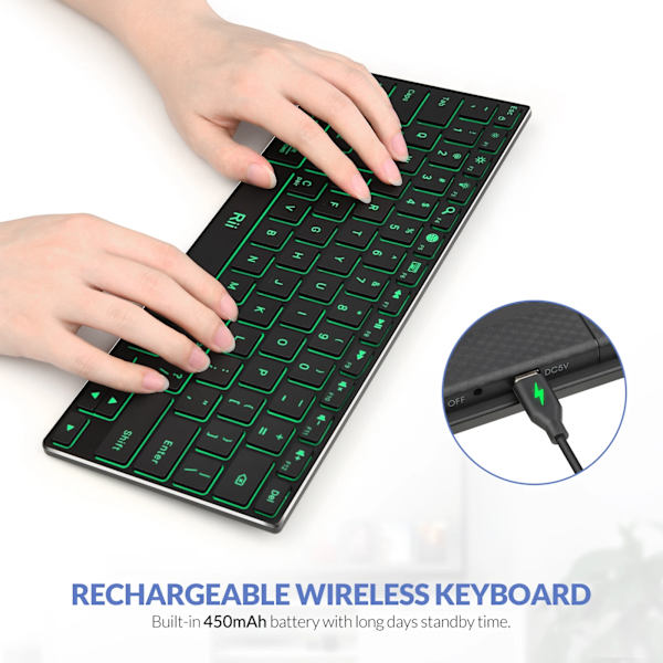 Rii Bluetooth Tangentbord X9, Trådlös Tangentbord Med Rgb Bakgrundsbelysning, Case För Ipad, Ipad Pro, Ipad Mini, Ipad Air,Tablet, Ytan,Pc English