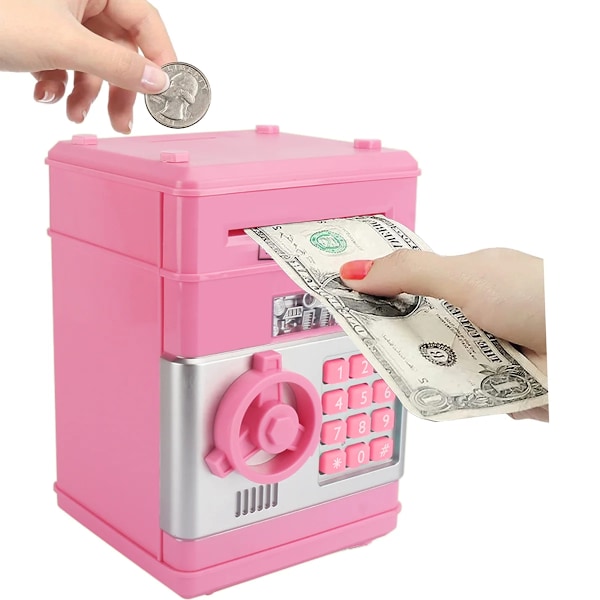 Lastenrahapankki. Elektroninen salasana Piggy Bank Mini Atm Cash Coin Money For Kids Birthday Toys For Children, Attm Banks Box Pink