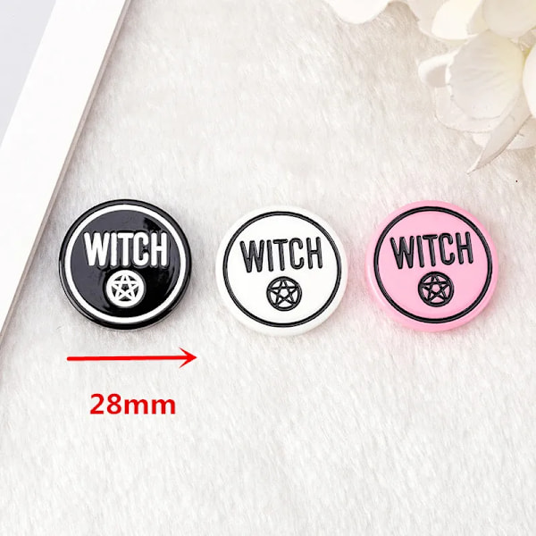 10Pcs 28Mm Halloween Party Charms Häxa Pyssel Flatback Punk Style Smycken Fynd För Örhänge Hall Hjärtvägga Mix no hook